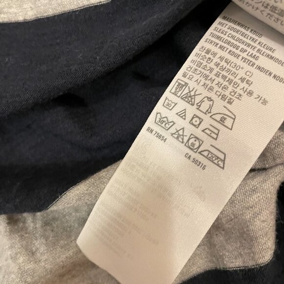 Vintage Y2K Abercrombie Striped Grey Navy Boat Neck Tee - M - Picture 9 of 13